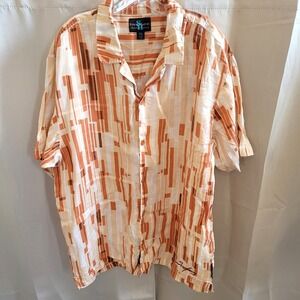 Steve Harvey Mens Shirt XXL Geometric Abstract 100% Linen Retro Eclectic 21608
